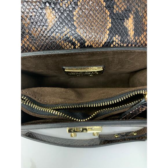 Mario Valentino Spa Etienne Snakeskin Embossed Leather Bag - Picture 7 of 11
